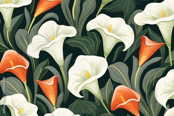 Obraz 2d fabric print pattern for textile with calla lily floral pattern