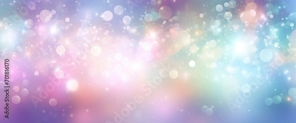 Fototapeta Pastel colored banner of abstract sparkling lights in a cosmic field of pure energy with plenty of copy space for individual text and design