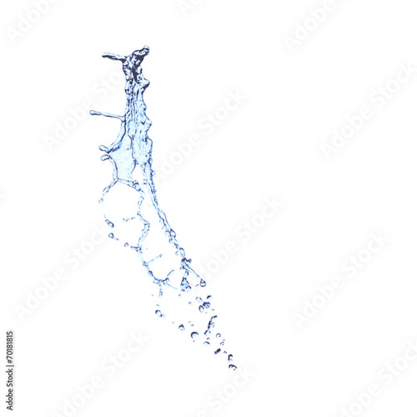Fototapeta Blue water splash isolated on white