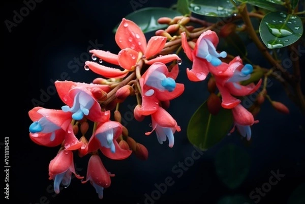 Obraz red and blue rare flowers