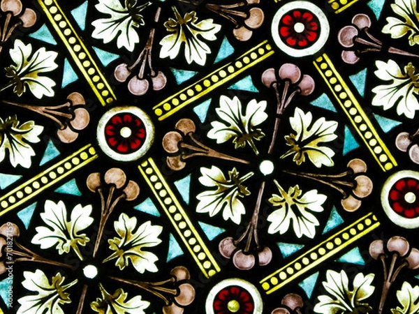 Fototapeta Stained glass as architecture background. Arch-see in Frombork.