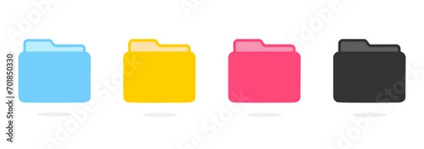 Fototapeta set of icon folder computer file colourful document binder data archive, modern simple 2d yellow blue black flat vector symbol for website phone design logo application ui isolated png access catalog