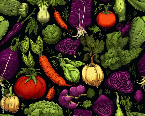 Fototapeta seamless pattern with vegetables
