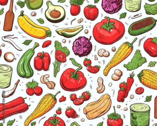 Fototapeta seamless pattern with vegetables