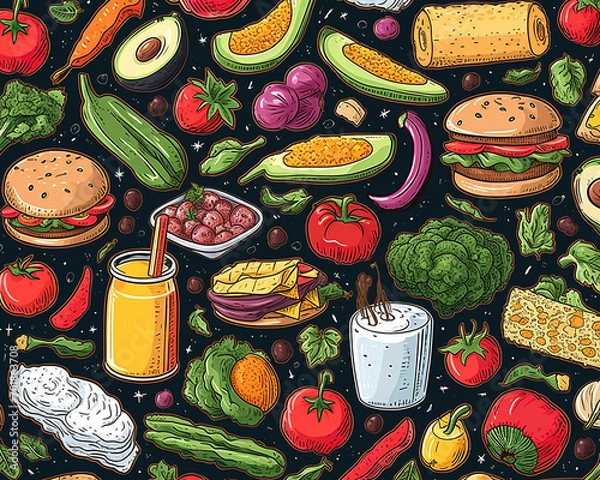 Fototapeta seamless pattern with vegetables