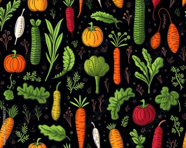 Fototapeta seamless pattern with vegetables