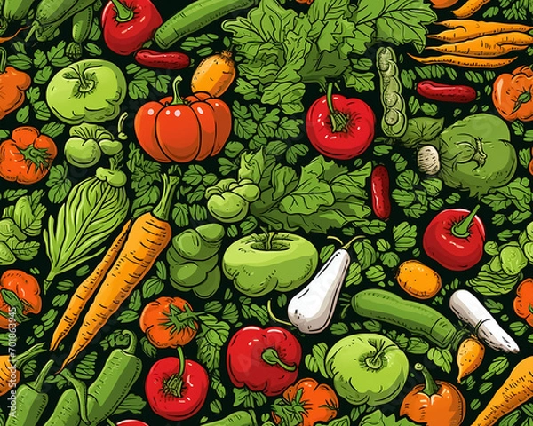 Fototapeta seamless pattern with vegetables