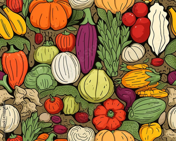 Fototapeta seamless pattern with vegetables