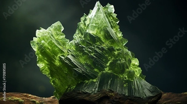 Fototapeta An exquisite, full ultra HD 8K image of a mesmerizing, green moldavite specimen