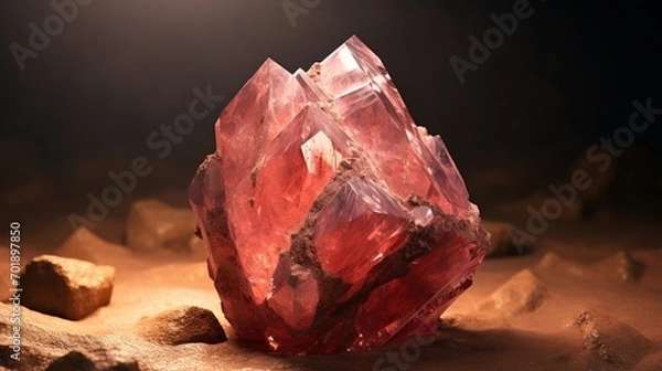 Fototapeta An 8K photo capturing the vivid, red hues of a stunning carnelian gemstone