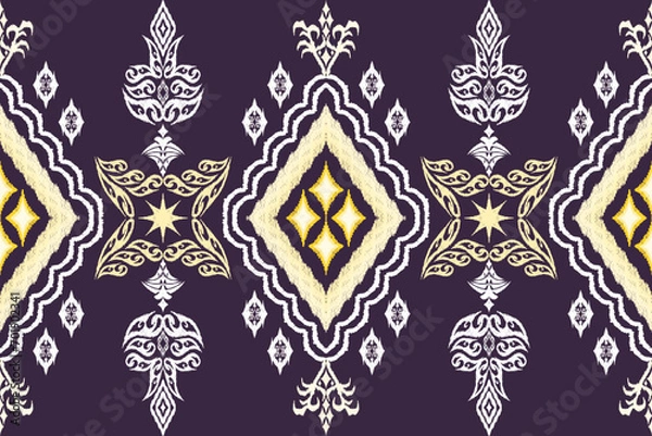 Obraz Ethnic Figure aztec embroidery style. Geometric ikat oriental traditional art pattern.Design for ethnic background,wallpaper,fashion,clothing,wrapping,fabric,element,sarong,graphic,vector illustration