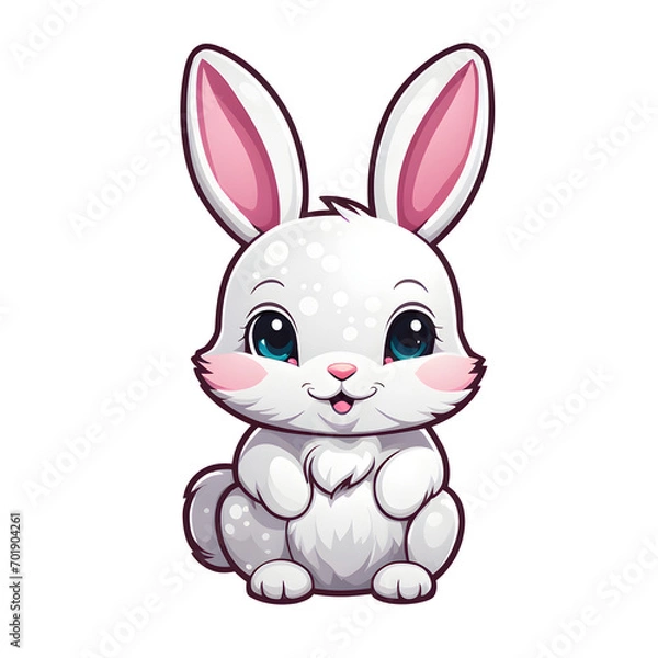Fototapeta A Cute White Rabbit Illustration. Created using generative AI