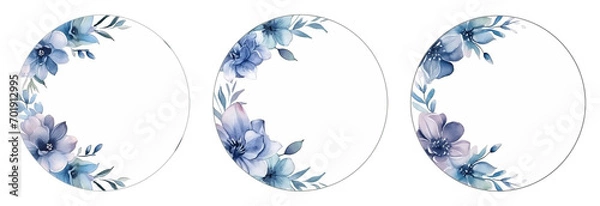 Fototapeta watercolor frame flowers, a set of illustrations in handmade watercolor style on a white background, generative ai	
