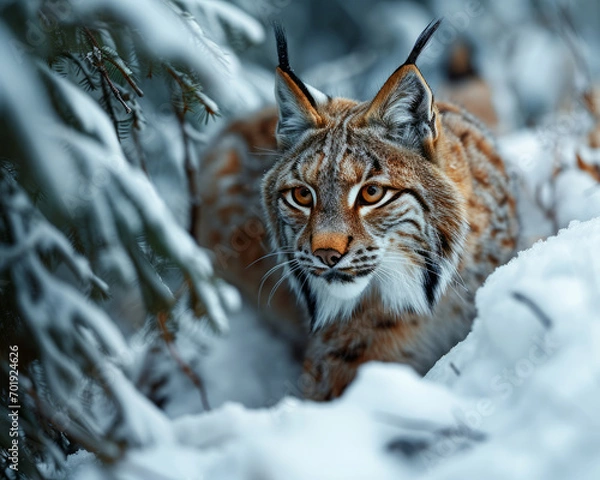 Fototapeta Luchs im Schnee