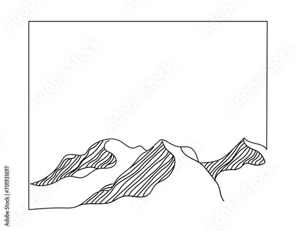 Fototapeta mountains in line art with additional space for logo, text and various layouts