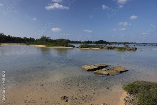 Obraz 沖縄県下地島　渚の風景