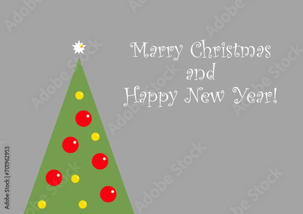 Obraz Christmas Magic: Light Grey Background, Green Tree, and Shining Star