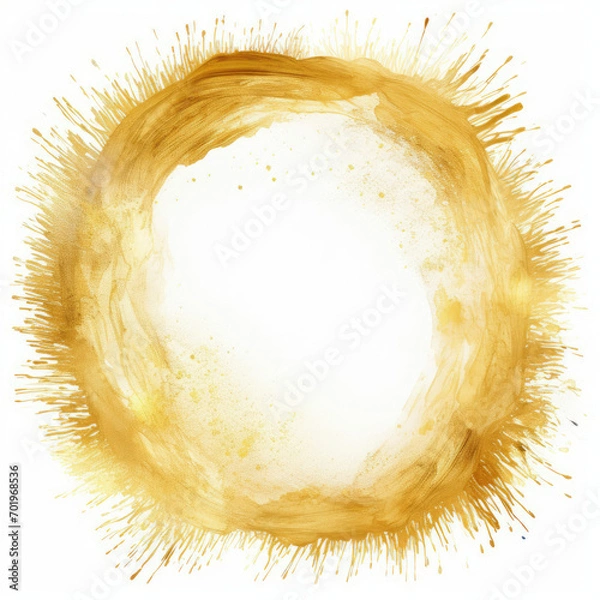 Obraz White Circle with Gold Splats