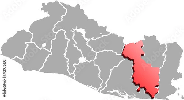 Obraz SAN MIGUEL DEPARTMENT MAP PROVINCE OF EL SALVADOR 3D ISOMETRIC MAP