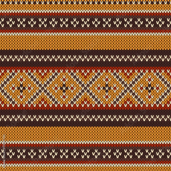 Obraz Seamless knitted pattern. Vector background