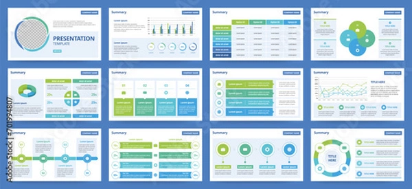 Fototapeta Modern presentation slide templates. Infographic elements template set for web, print, annual report brochure, business flyer leaflet marketing and advertising template. Vector Illustration.
