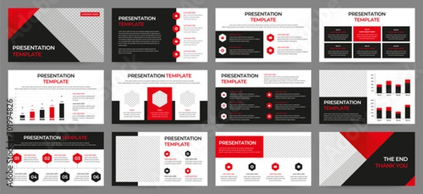 Fototapeta Modern presentation slide templates. Infographic elements template set for web, print, annual report brochure, business flyer leaflet marketing and advertising template. Vector Illustration.