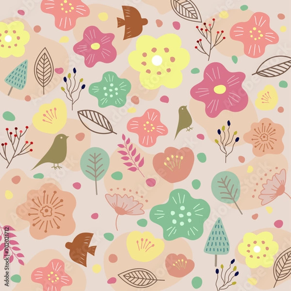 Fototapeta 北欧風シームレスパターン　ポスターや布のベクターイラスト