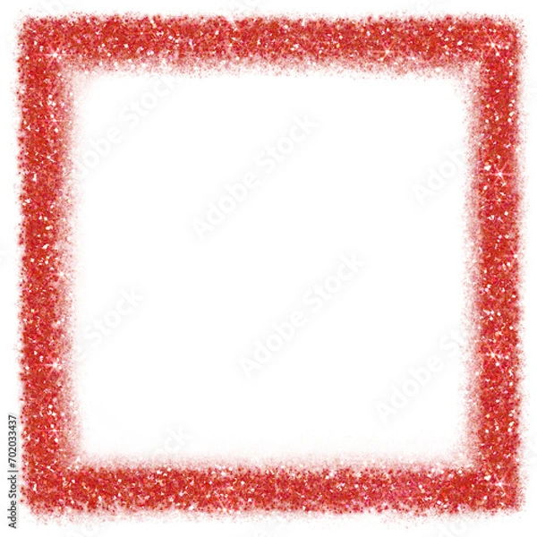 Fototapeta Red glitter square frame. Red sparkle.Square frame on transparent background.