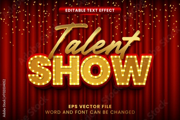 Obraz Talent show golden 3d editable vector text effect