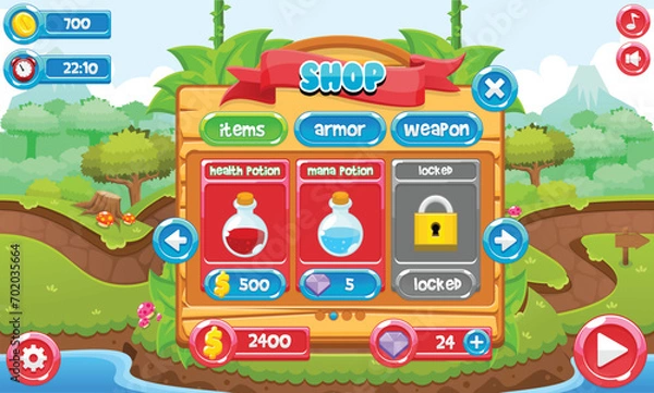 Fototapeta Fantasy World Video Game Graphical User Interface