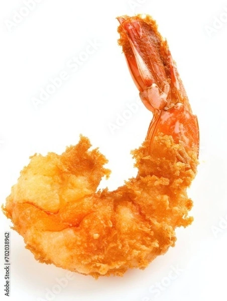 Fototapeta Fried shrimp on white background