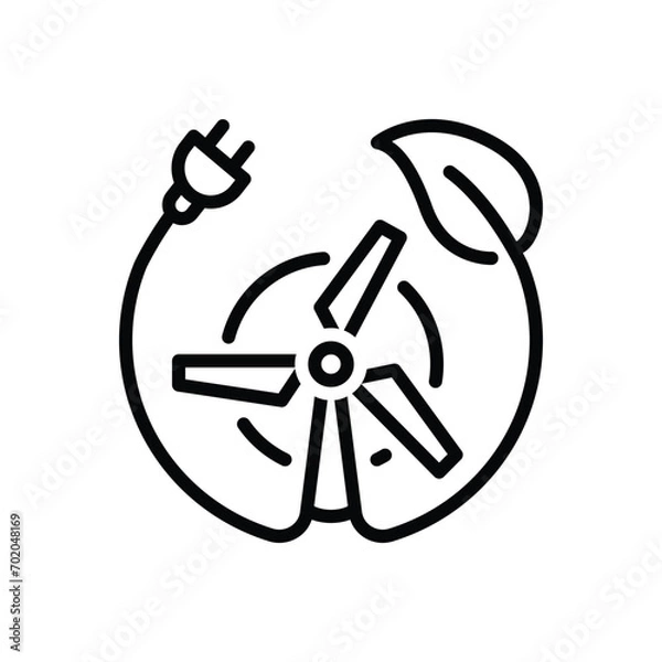 Obraz Black line icon for renewable energy 