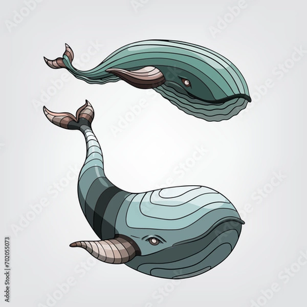 Obraz Vector illustration of isolated cartoon whales