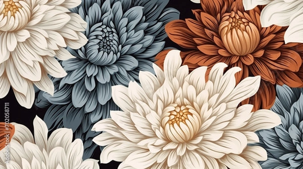 Fototapeta flower background with abstract elegant seamless pattern with hand drawn flowers