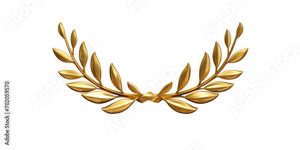 Fototapeta On-pure-white-background,Golden-laurel-wreath-isolated-on-white-background.-Trophy,-award,-champion-concept，png