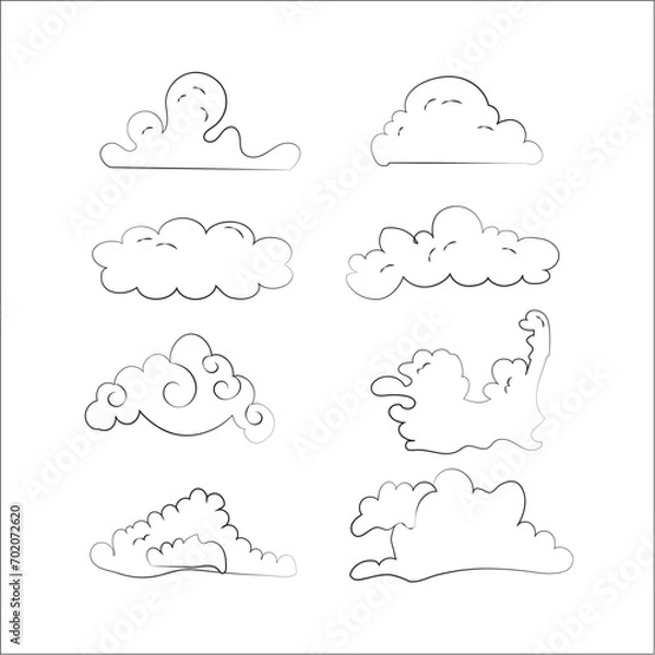 Fototapeta Hand drawing or doodle art clouds.