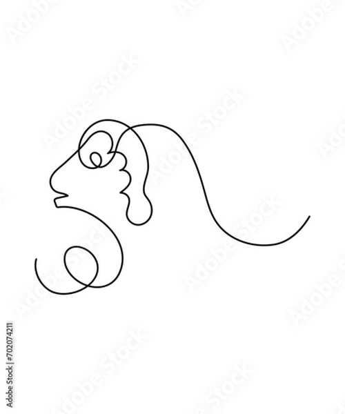 Fototapeta goat one line art, vector best line icon.