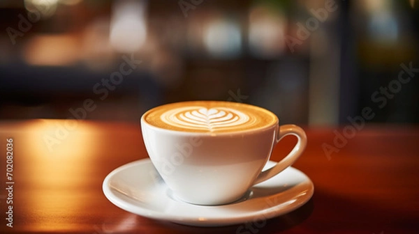 Fototapeta クリーミーなラテアートのクローズアップ