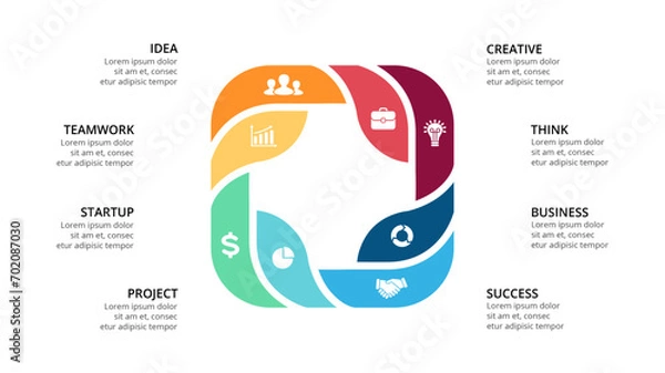 Fototapeta Infographic design template. concept with steps. Used for workflow layout, diagram, banner, web design. Vector illustration