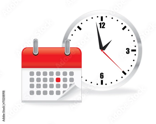 Fototapeta Vector illustration of calendar clock icon on white background.
