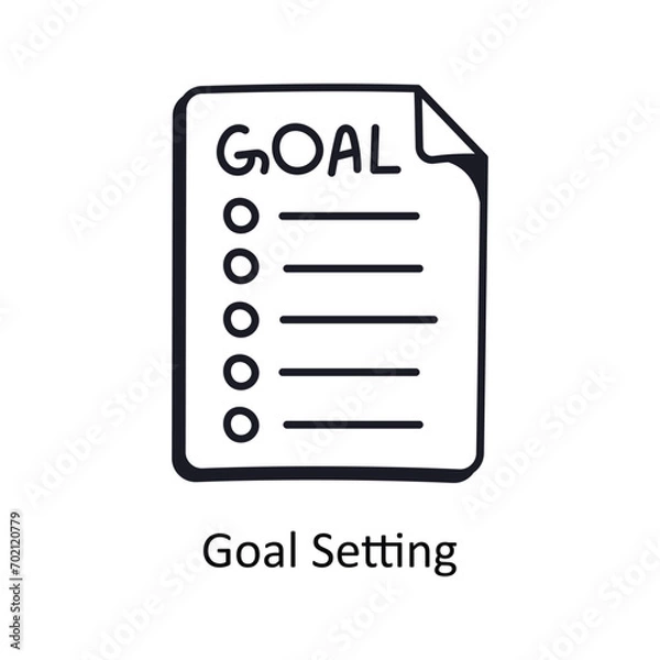 Fototapeta Goal Setting vector outline doodle Design illustration. Symbol on White background EPS 10 File 