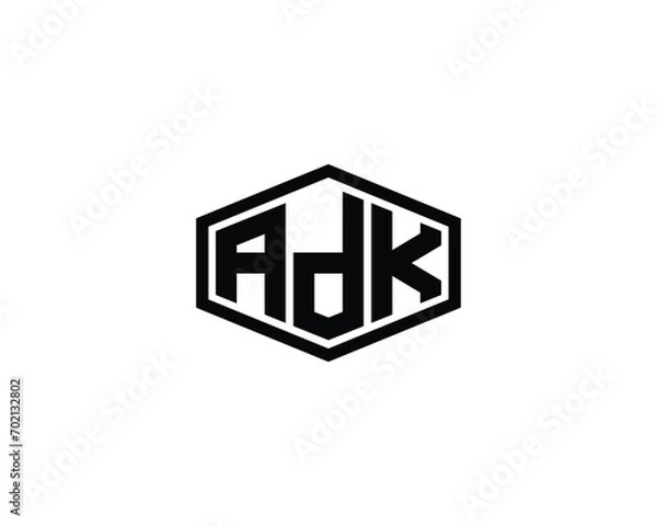 Fototapeta ADK logo design vector template. ADK, logo, design, logo design, vector, letter, monogram, creative, icon, template, sign, symbol, brand, unique, initial, modern, alphabet.