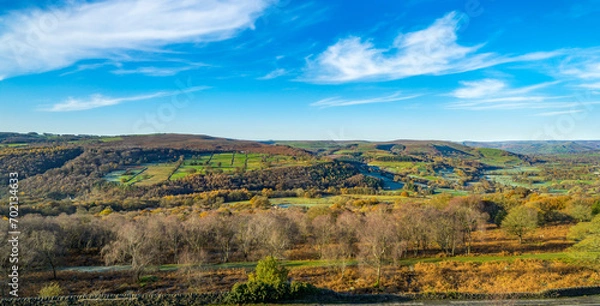 Obraz autumn landscape from a hill, Millstone Edge