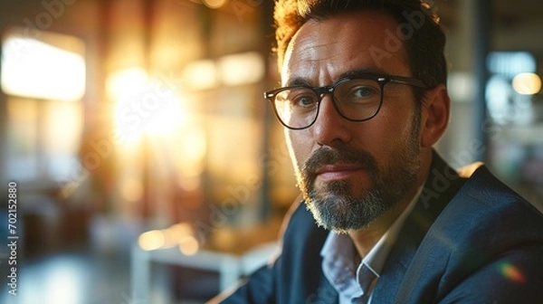 Fototapeta business leader looking at camera in working environment