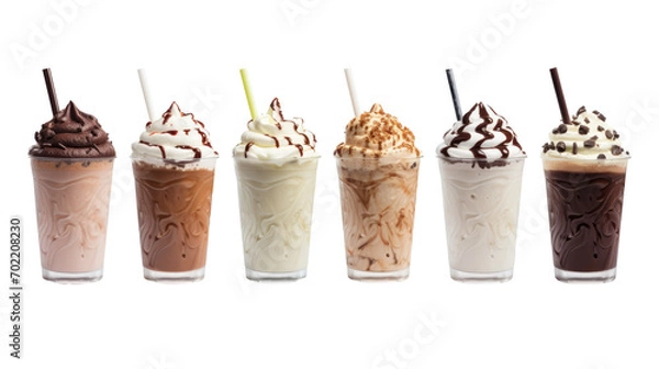 Fototapeta icecream milkshake on white isolated on clear png background and transparent background. food drink and dessert concept for cafe and restaurent, AI generative. 