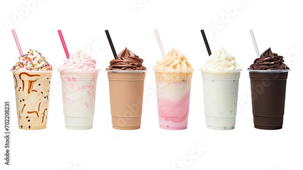 Fototapeta icecream milkshake on white isolated on clear png background and transparent background. food drink and dessert concept for cafe and restaurent, AI generative. 