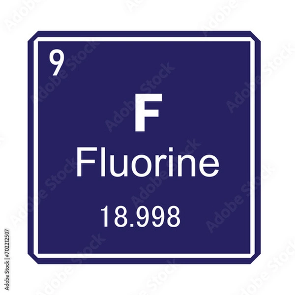 Fototapeta Fluorine Chemical Element Symbol, Vector Image Illustration Isolated on White Background 
