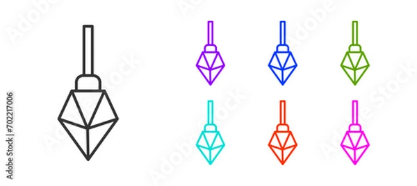 Fototapeta Black line Magic stone icon isolated on white background. Fantasy crystal. Jewelry gem for game. Set icons colorful. Vector