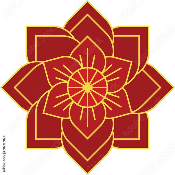 Obraz Red vector Chinese flower element illustration