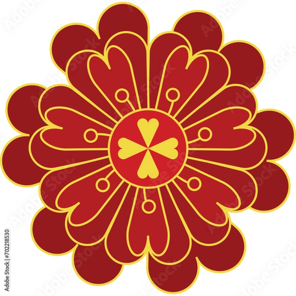 Obraz Red vector Chinese flower element illustration